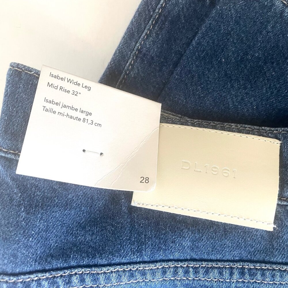 DL1961 Isabel Pleated Mid Rise Wide Leg Jeans Womens 28 North Beach Blue - Picture 9 of 11